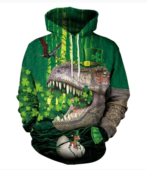 Saint patrick's day dinosaurs full printing hoodie