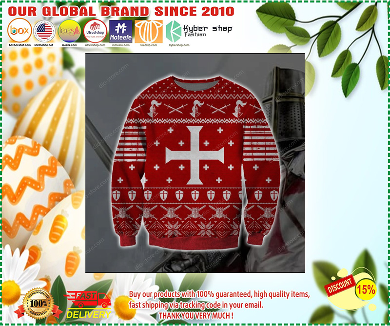 Knights templar ugly christmas sweater 3