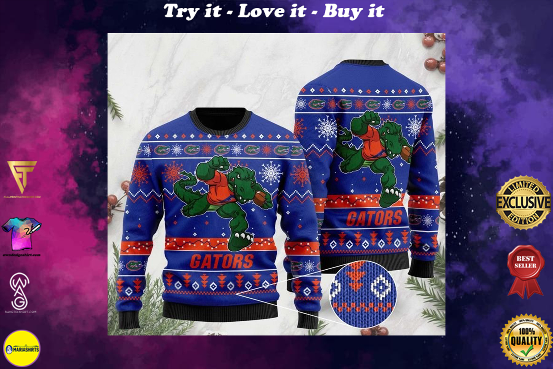 [special edition] the florida gators football christmas ugly sweater – maria