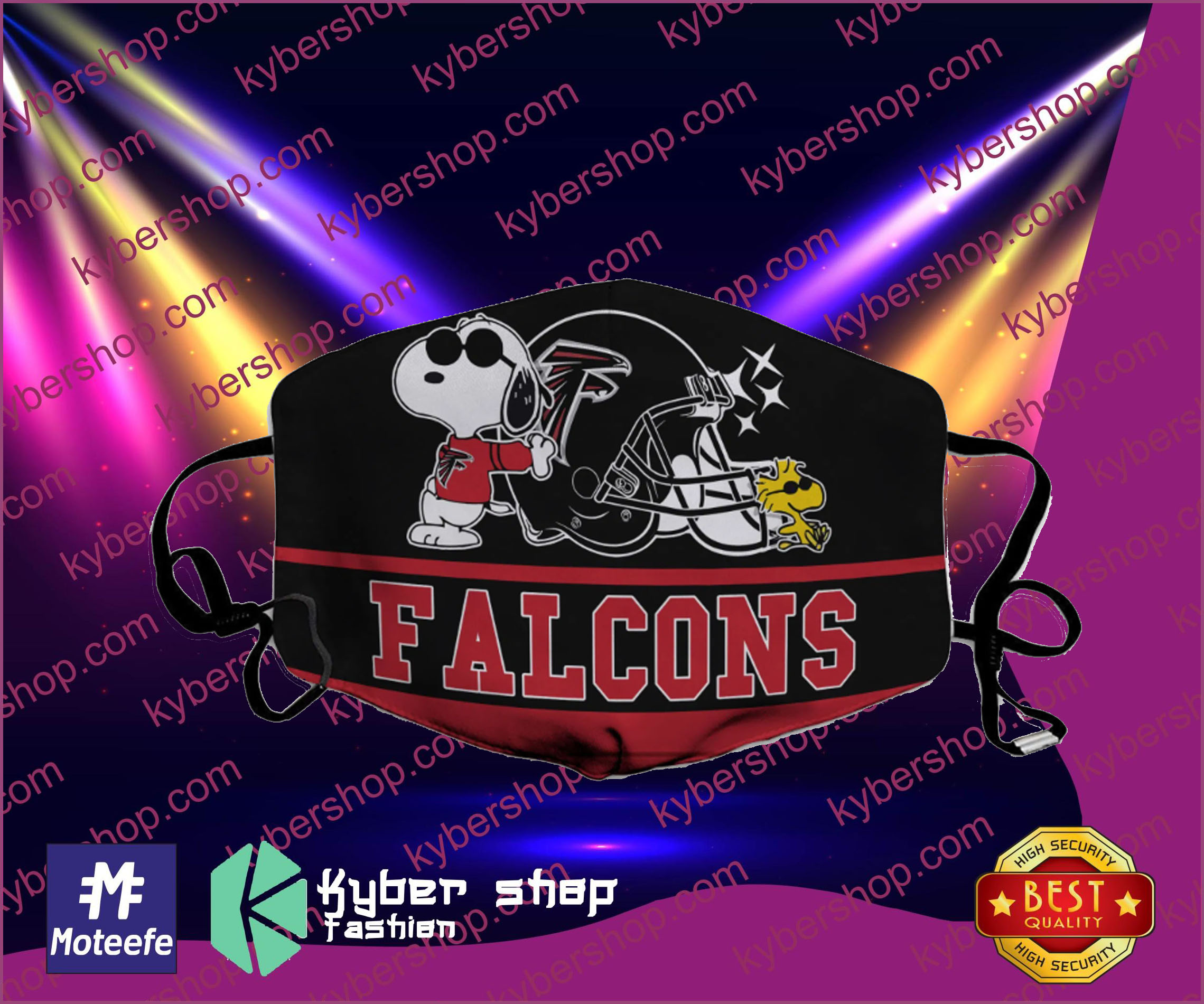 Snoopy Joe Cool Atlanta Falcons Face Mask- LIMITED EDTION1