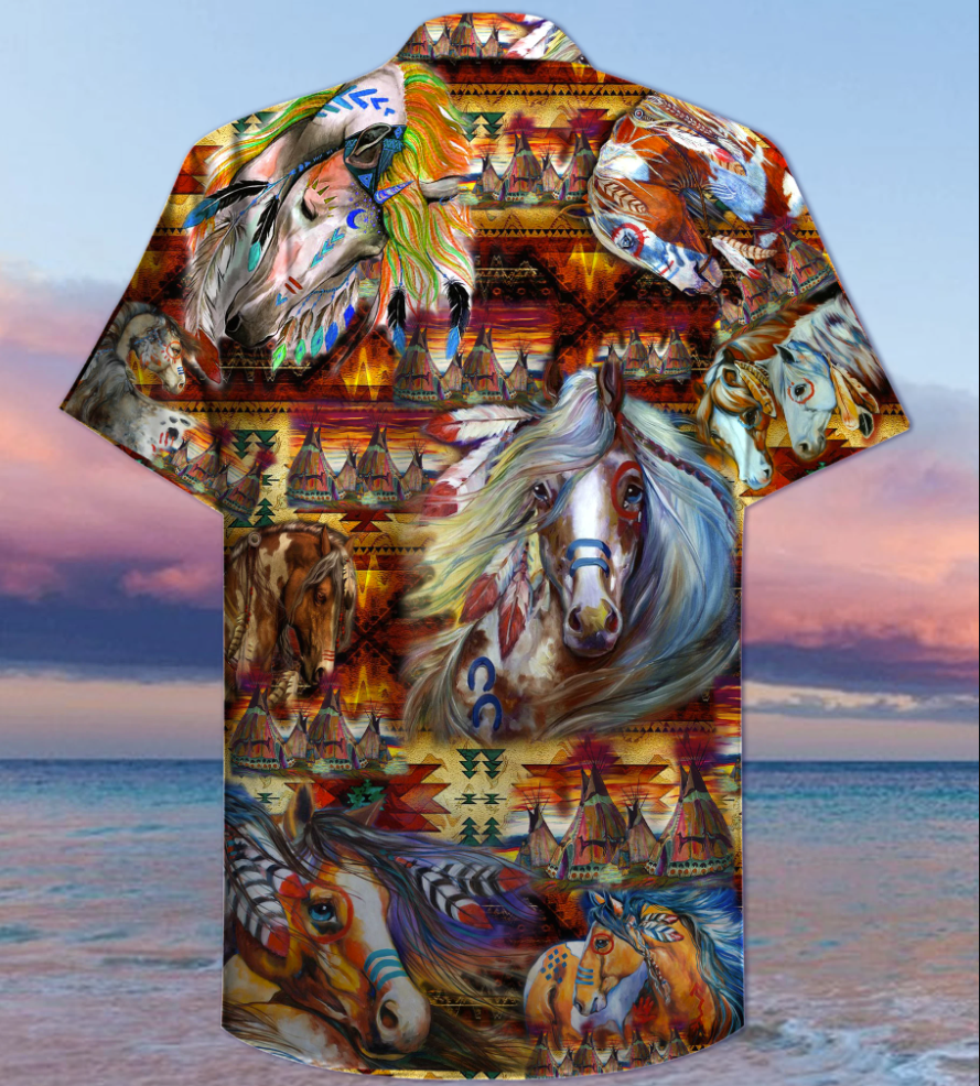 Native American Horses hawaiian shirt 2