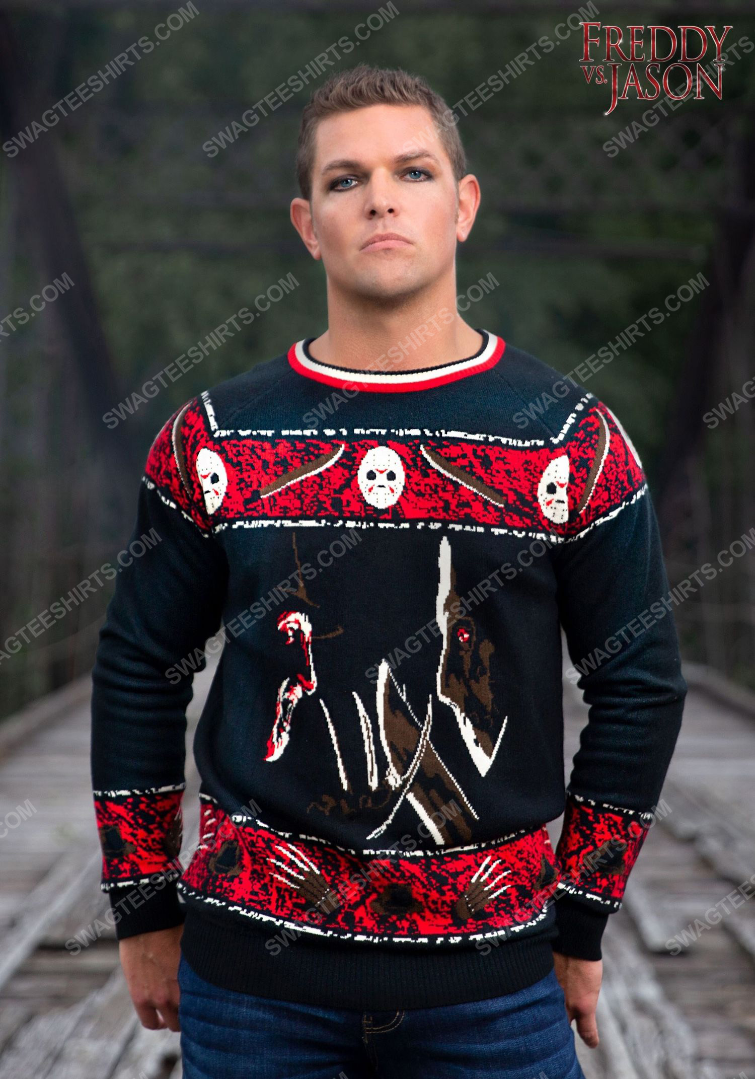 [special edition] Freddy vs jason for halloween ugly christmas sweater – maria