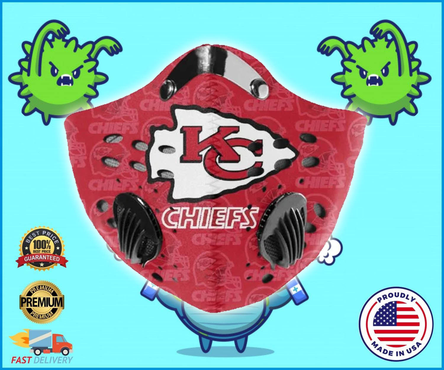 Kansas city Chiefs filter face mask 3