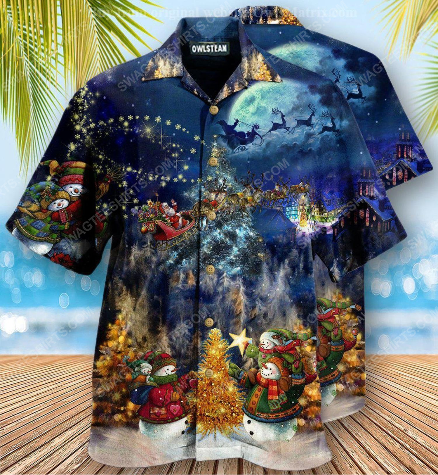 Santa claus in christmas night full print hawaiian shirt 1 - Copy (2)