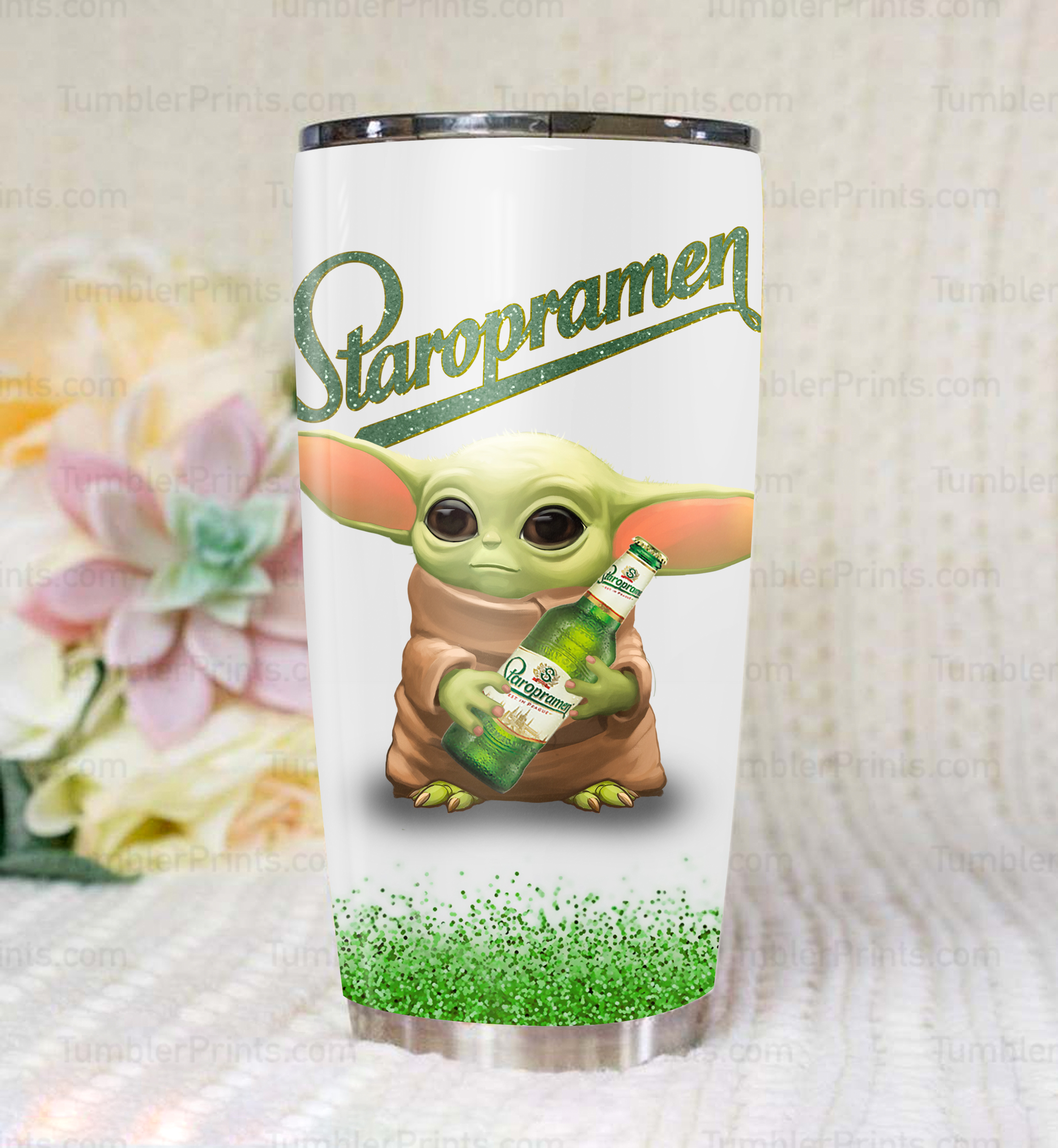 Baby yoda staropramen full over print tumbler – maria