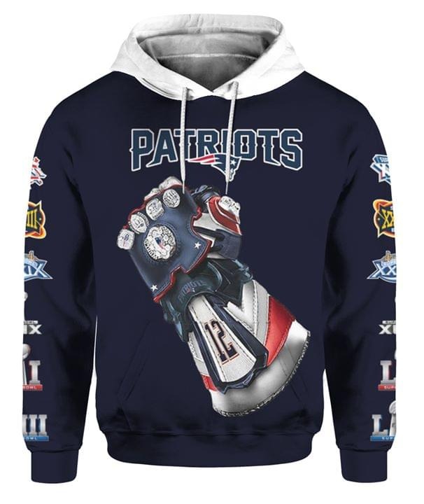 New England Patriots Thanos Gauntlet 3d hoodie