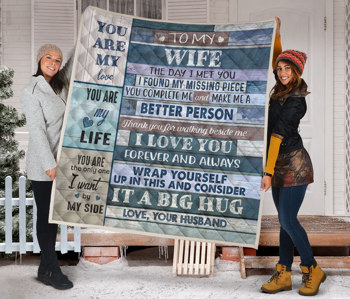 To my wife love your husband quilt blanket
