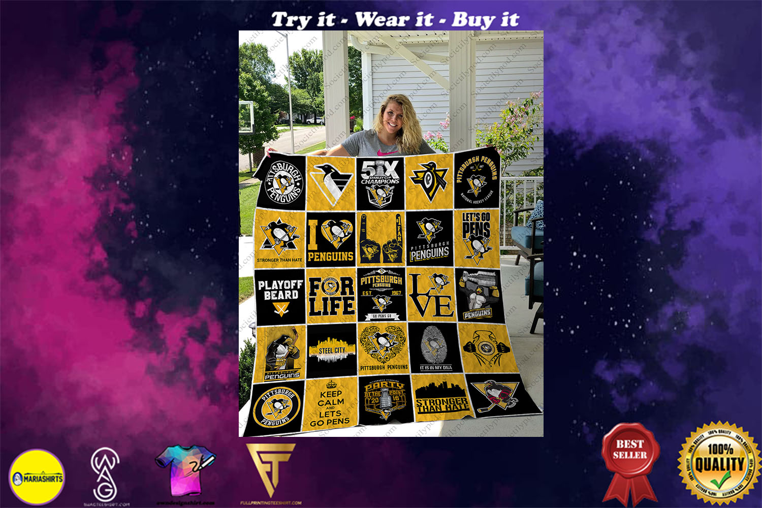 [special edition] nhl pittsburgh penguins full printing quilt – maria