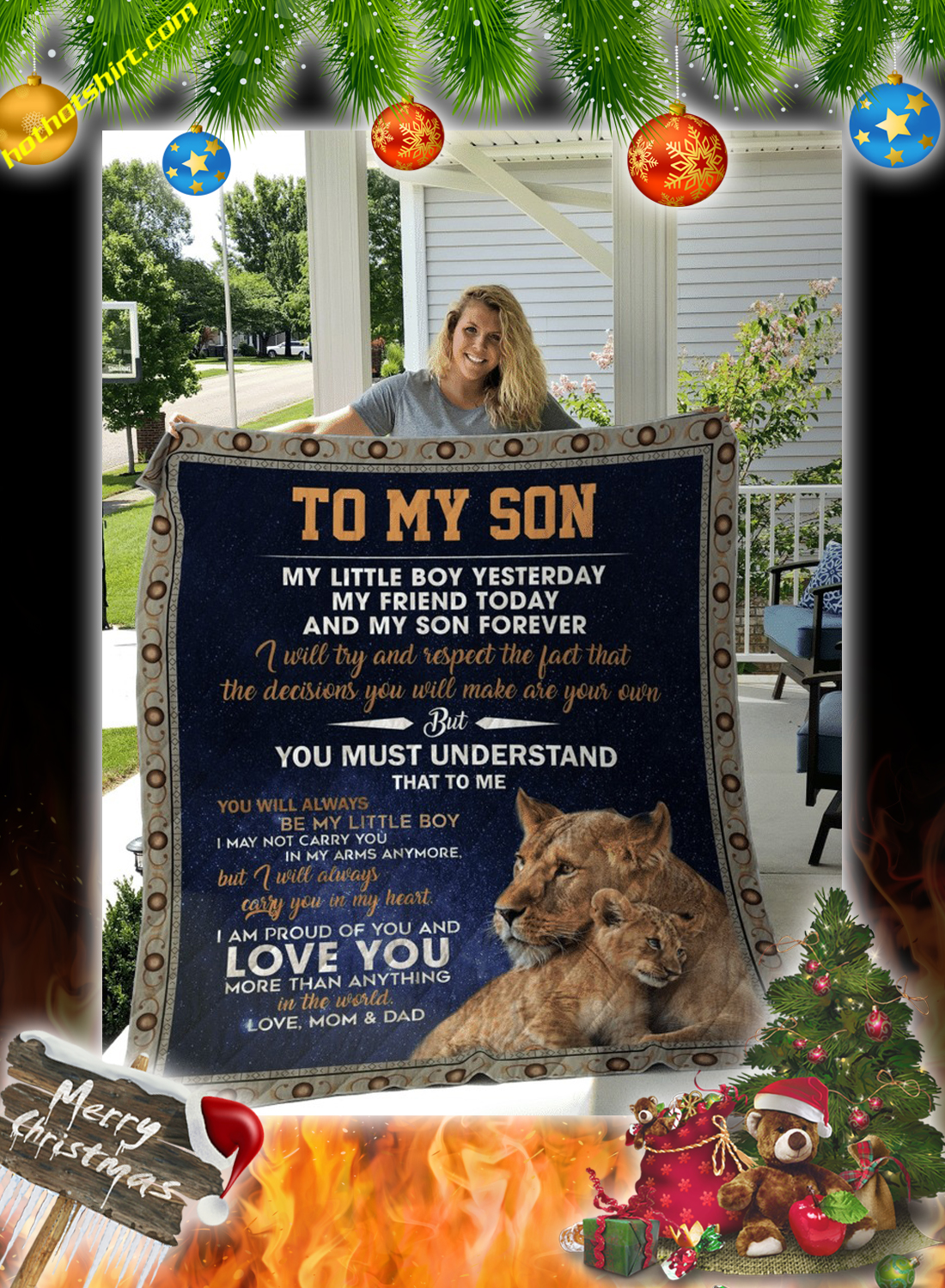 Lion To my son love mom and dad quilt