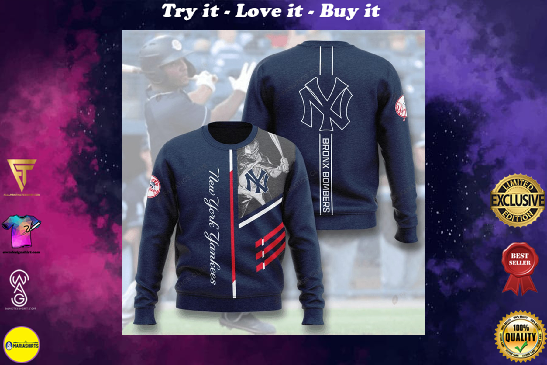 [special edition] new york yankees bronx bombers full printing ugly sweater – maria