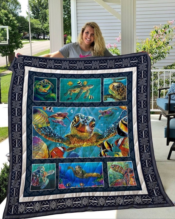 Save the sea turtle cotton quilt 1