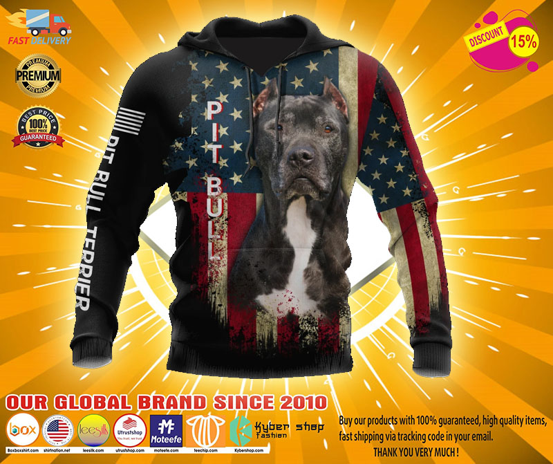 Pit Bull Terrier American Flag 3D HOODIE4