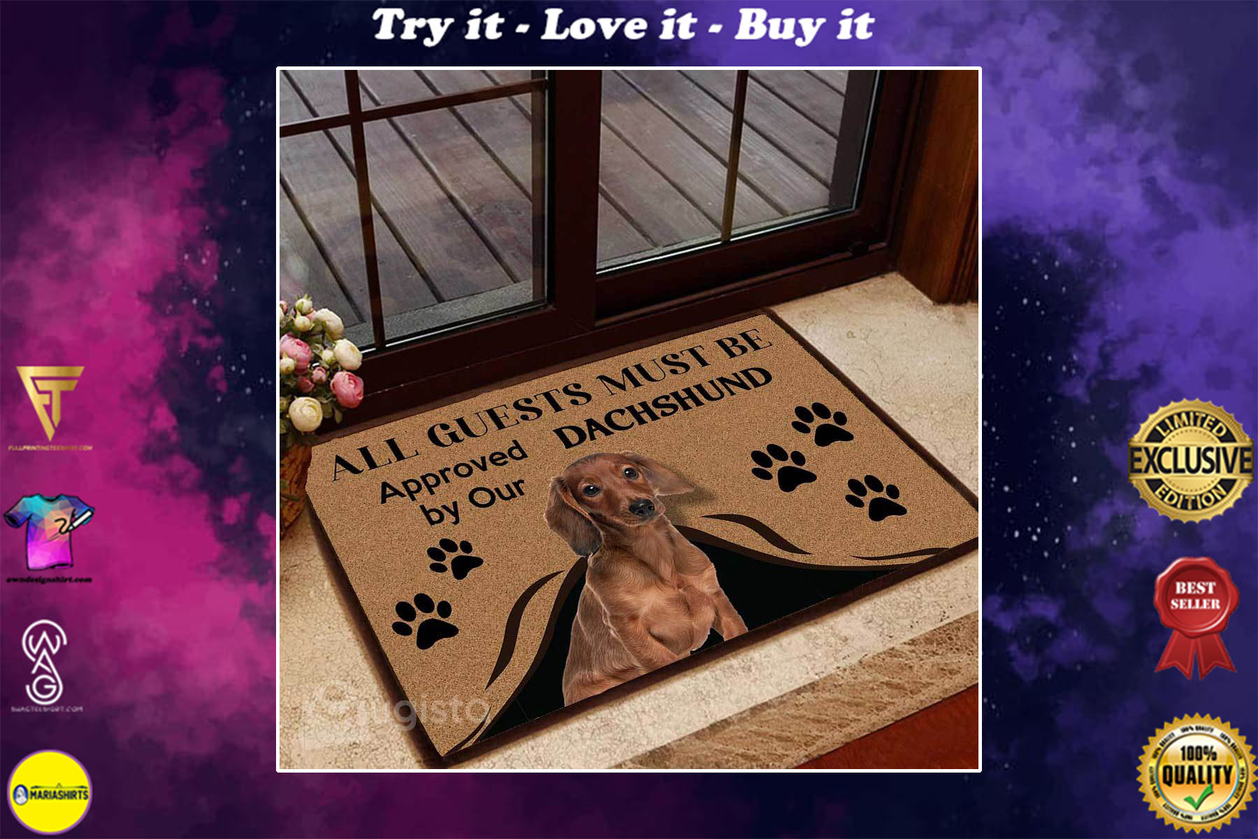 [special edition] all guests must be approved by our dachshund doormat- maria