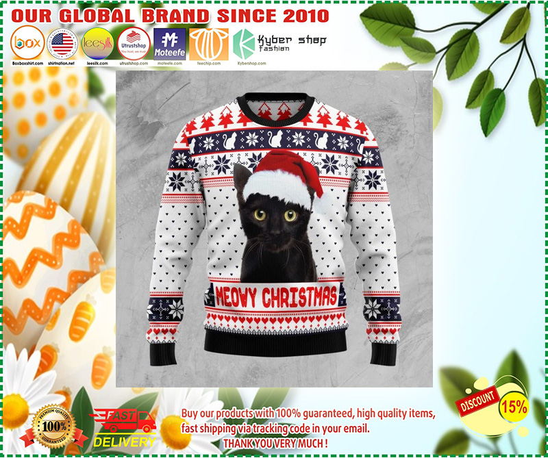 Meowy christmas ugly christmas sweater 1