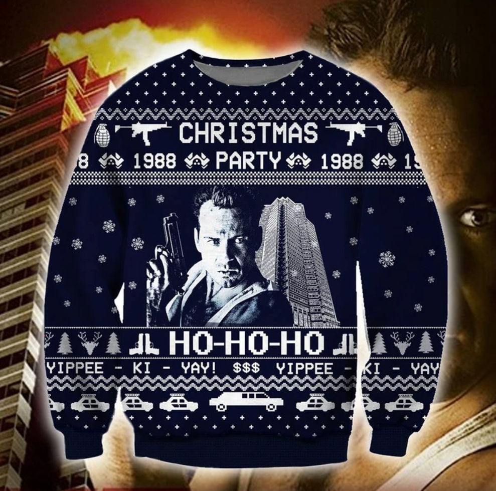 Die Hard Christmas party 1988 3D ugly sweater