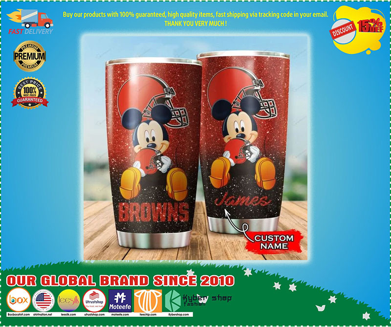 Mickey Mouse Cleveland Browns custom name Tumbler 1