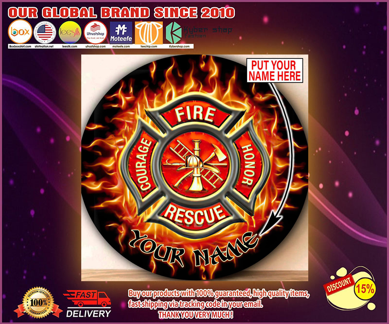Firefighter Circle Round Rug Custom personalized name 1