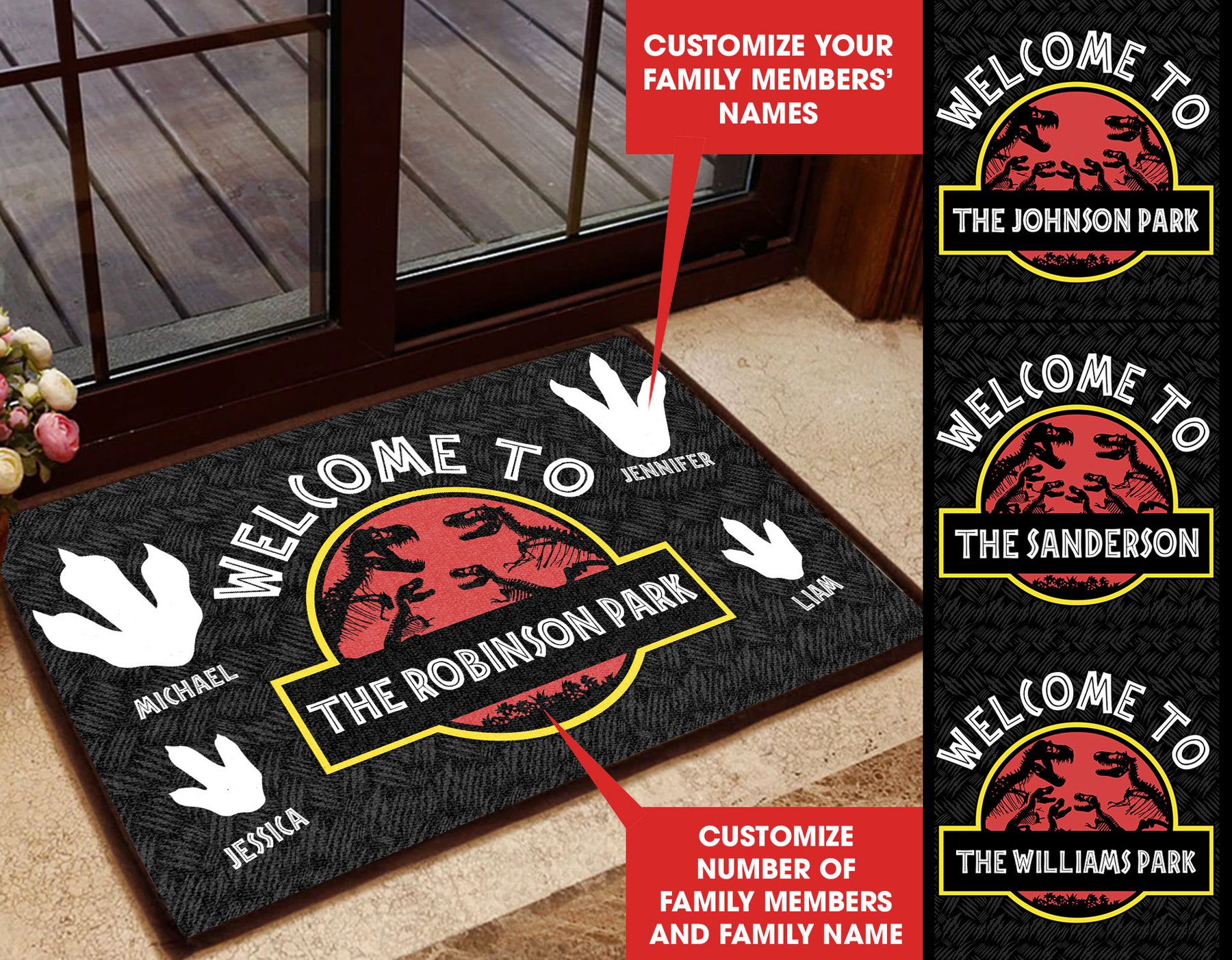 Welcome to Jurassic Part Personalized custom doormat