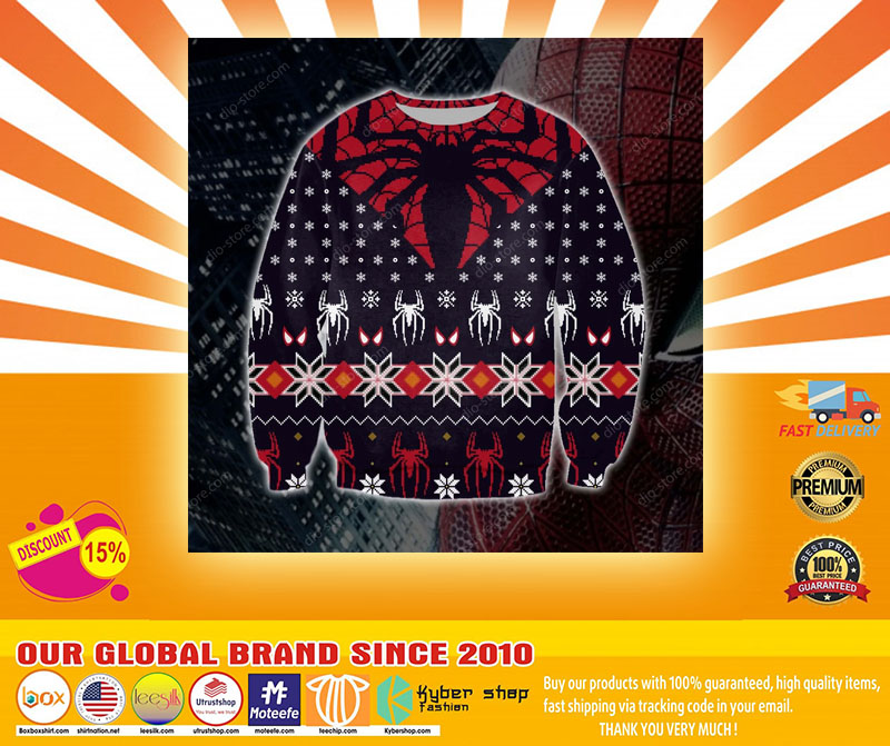 Spider man knitting ugly Christmas sweater4
