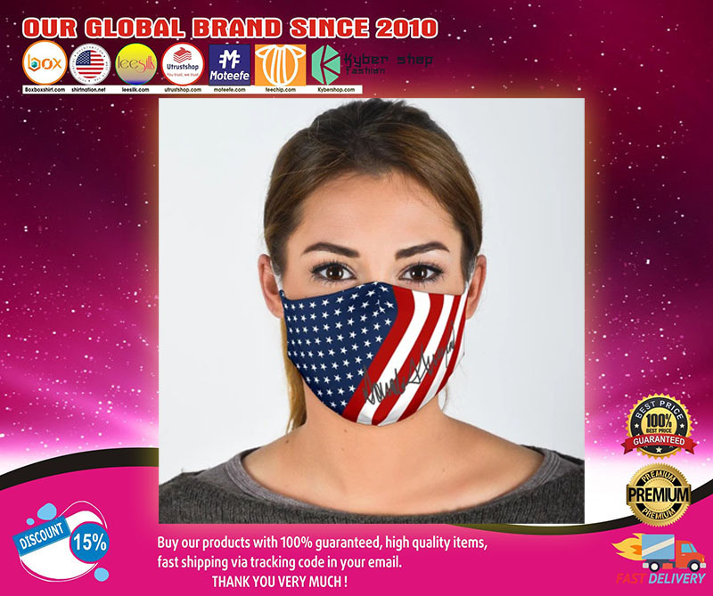DJ Trump American flag Signature face mask1