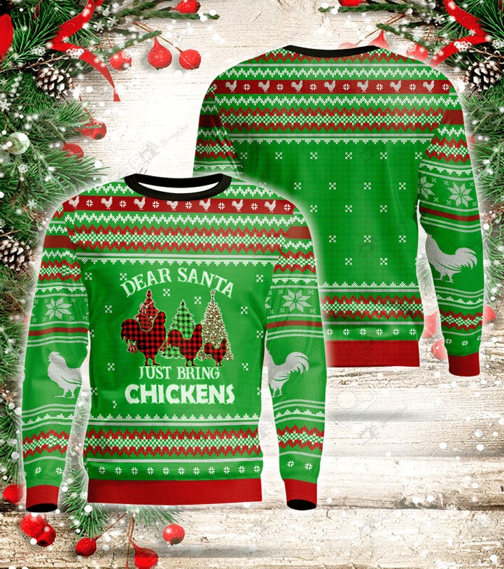 Dear santa just bring chickens ugly sweater