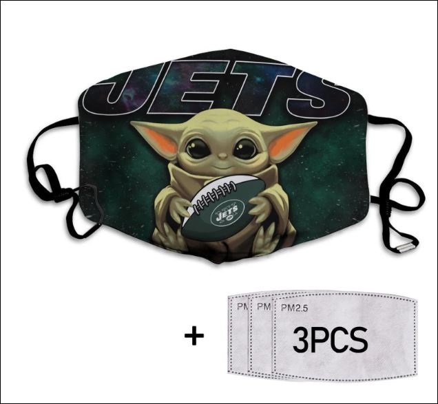 Baby Yoda hug New York Jets face mask