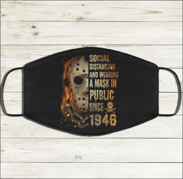 Halloween Jason Voorhees social distancing and wearing a mask in public since 1946 face mask