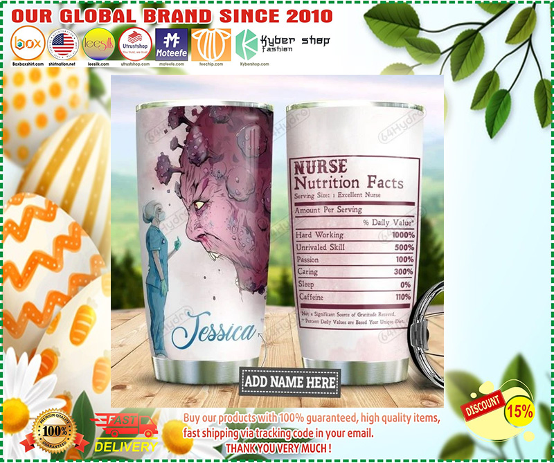 Personalized Brave Nurse Nutrition Facts Stainless Steel Tumbler 2
