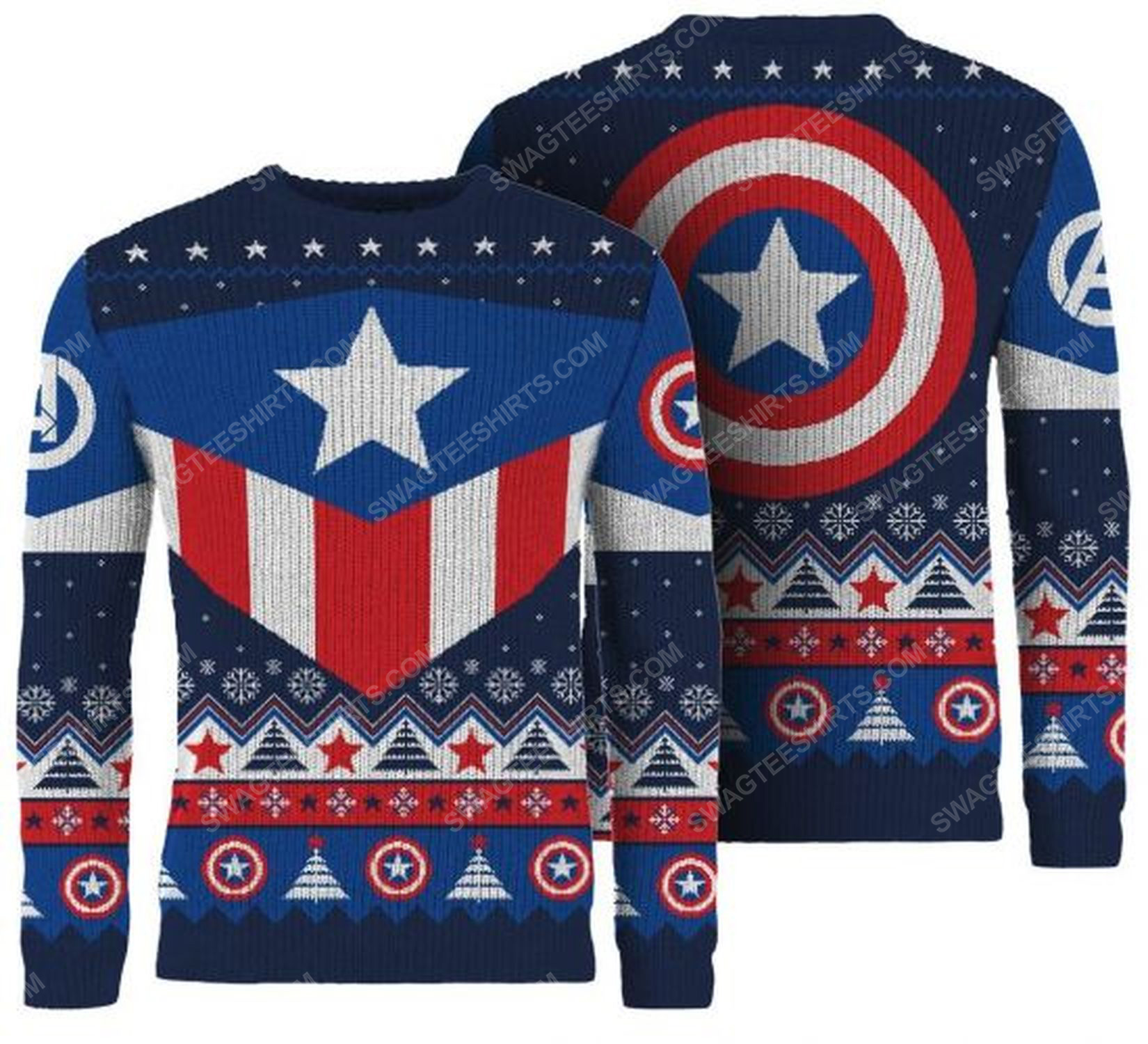 [special edition] Christmas holiday captain america full print ugly christmas sweater – maria