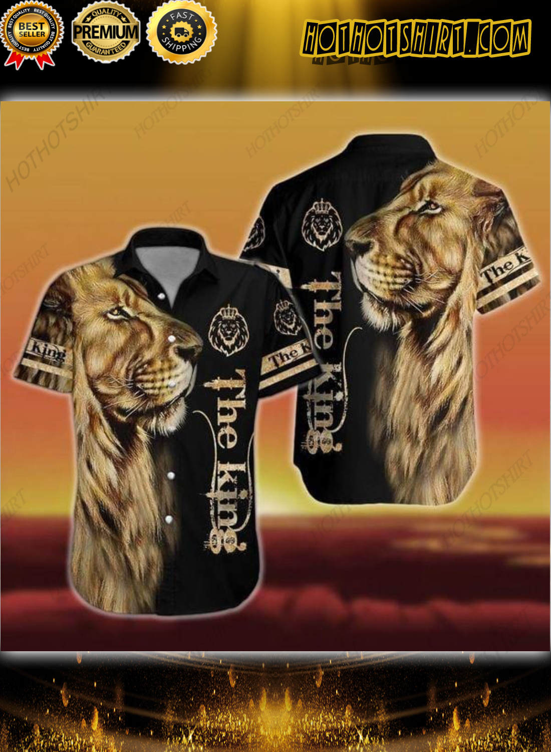 The King Lion Black Hawaiian Shirts