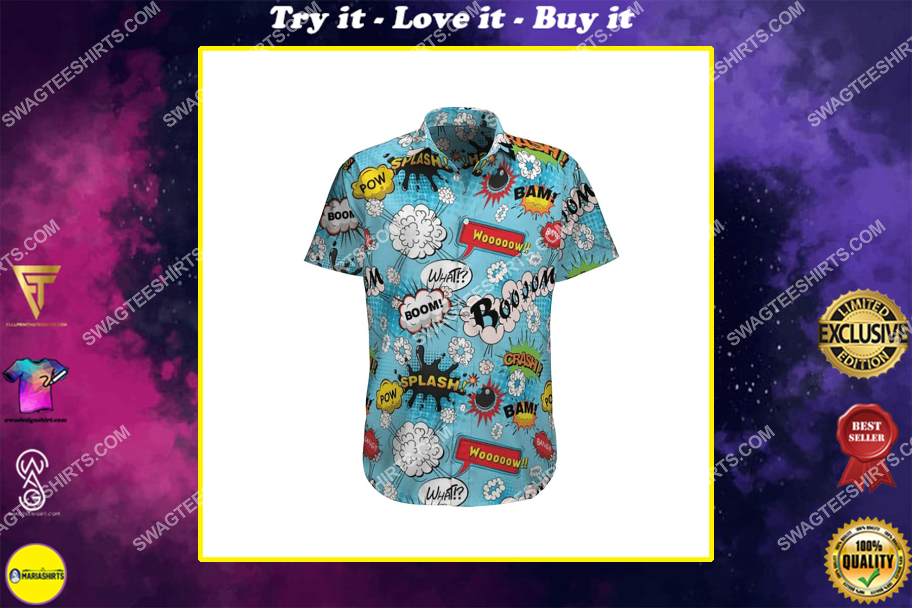 [special edition] Vintage comic love all over print hawaiian shirt – Maria