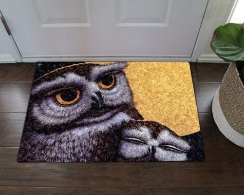 A cosy atmosphere owl all over printed doormat 1