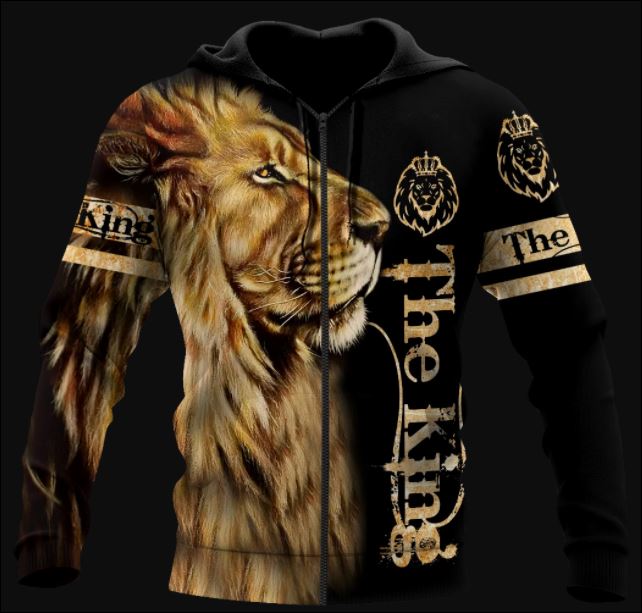 King Lion all over printed 3D zip hoodie