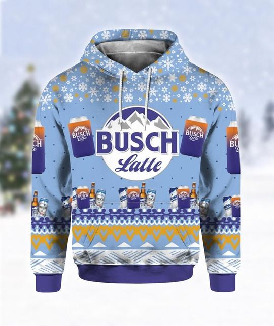 Busch Latte Beer Ugly Christmas 3D Hoodie  -BBS