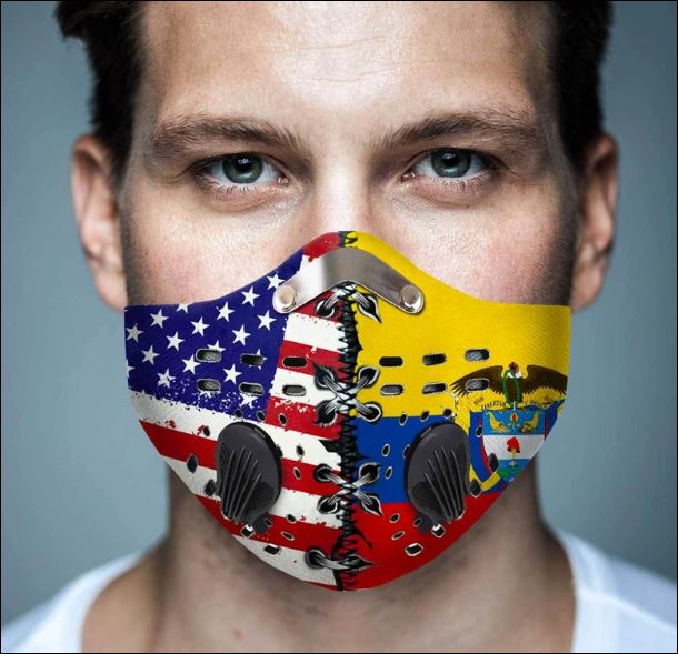 American and Colombia flag filter activated carbon face mask