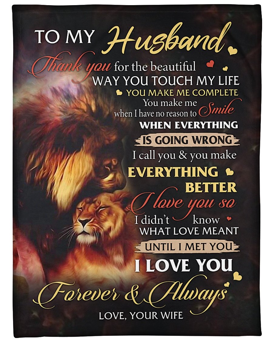 Lion to my husband i love you forever and always full over printed blanket – maria