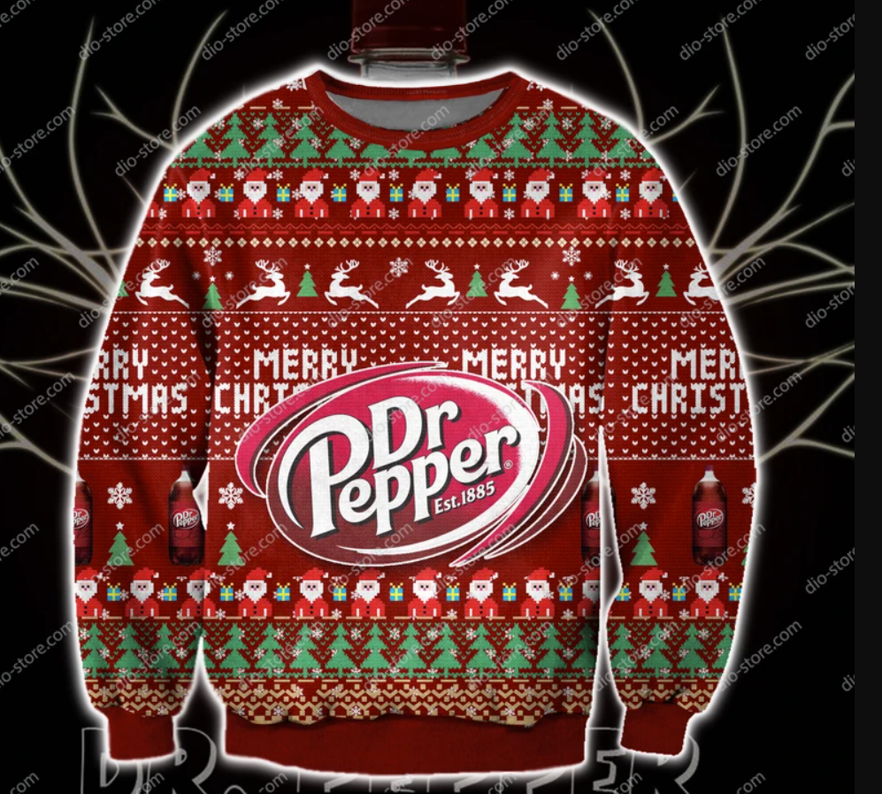 Dr Pepper Merry Christmas 3D ugly sweater