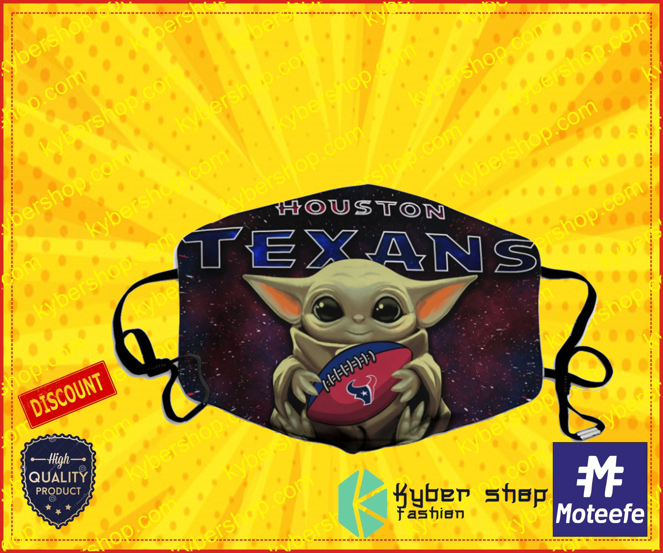 Baby Yoda Hugs Houston Texans NFL Face Mask Covid-19- LIMITED EDTION2