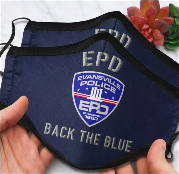 Evansville Police Department back the blue face mask