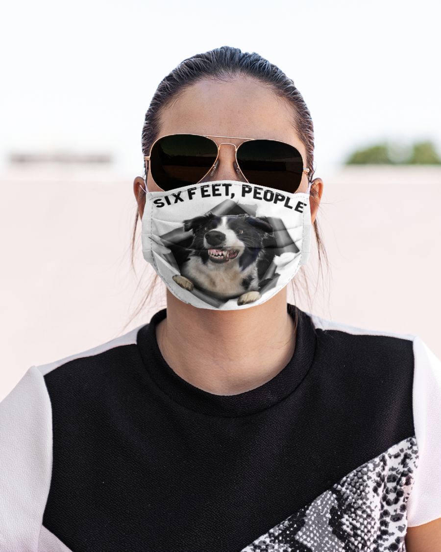 Border collie six feet people face mask