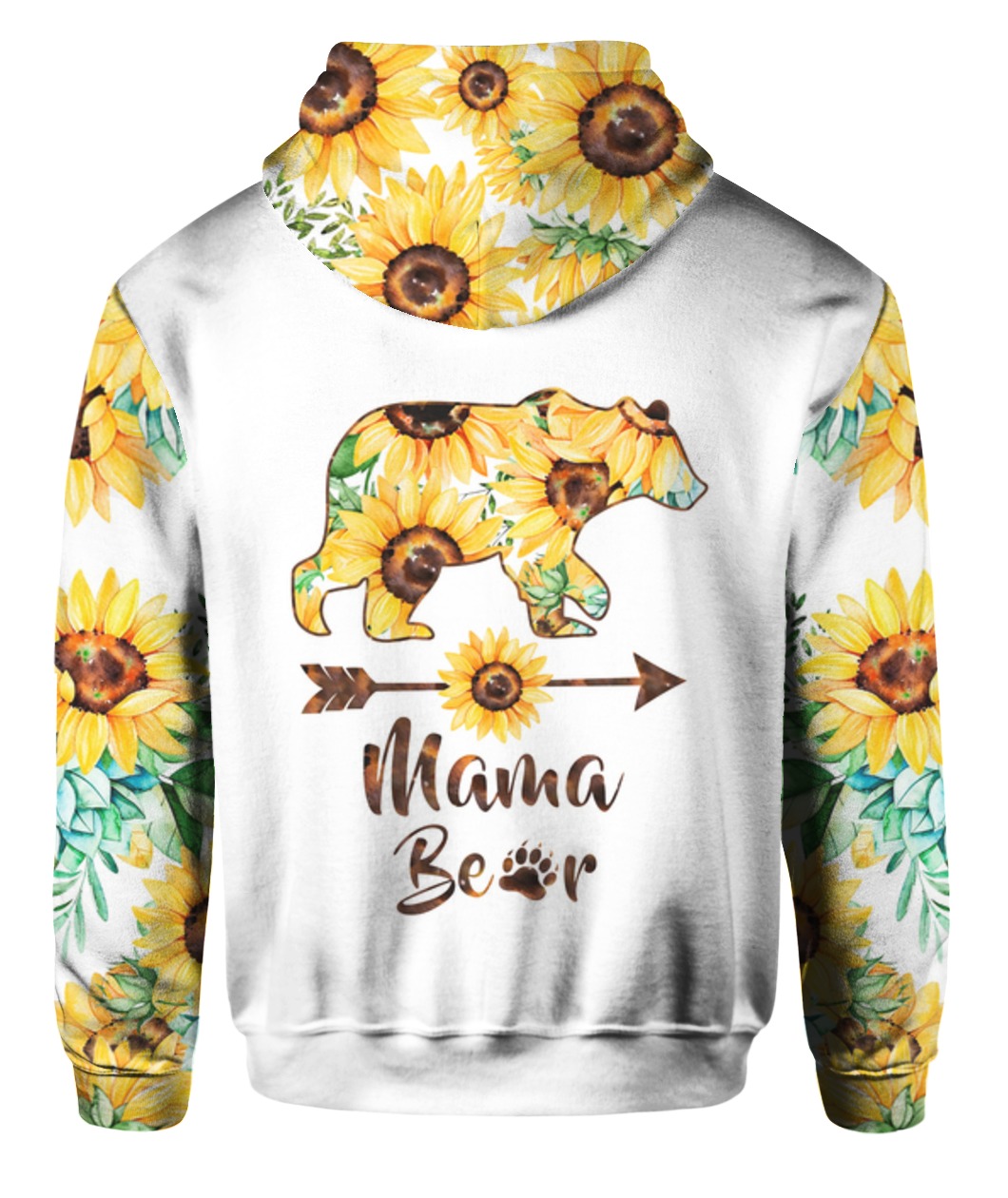 Mama Bear Sunflower 3d Hoodie back