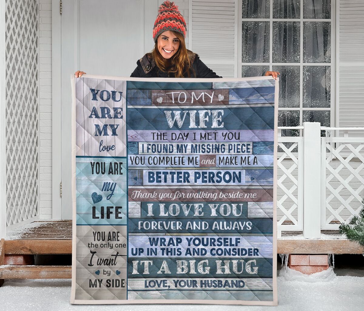 To my wife love your husband quilt blanket