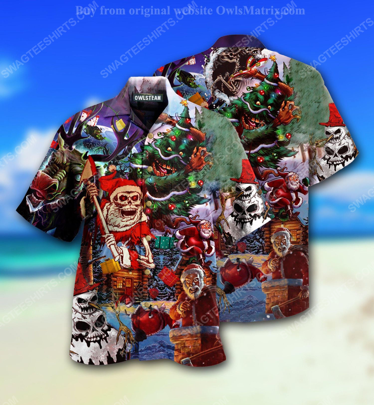 Santa skull and scary christmas full print hawaiian shirt 1 - Copy (2)