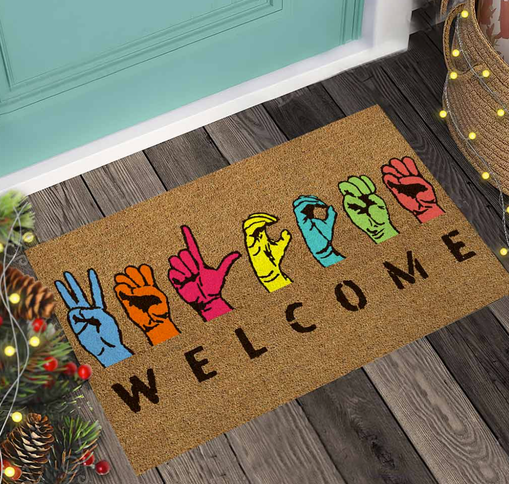 Welcome American Sign Language doormat