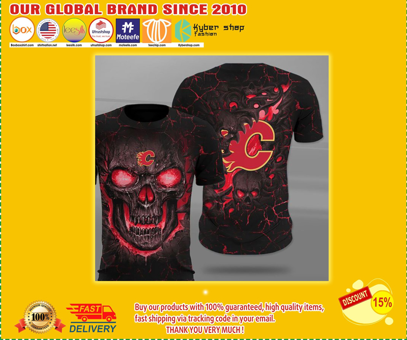 Calgary flames lava skull full printing shirt 2