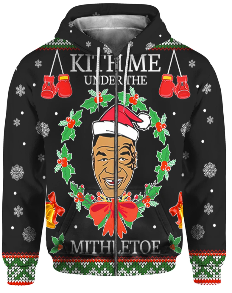 Mike Tyson kith me under the mistletoe all over printed 3D hoodie - dnstyles
