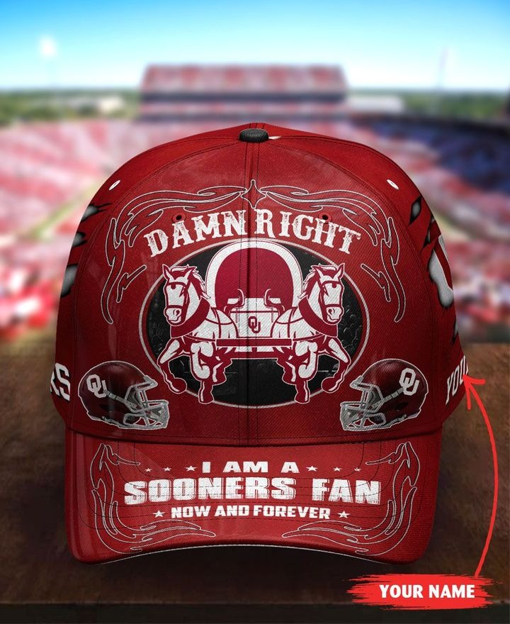 OKSO Damn right I am a Sooners Fan now and forever custom name cap