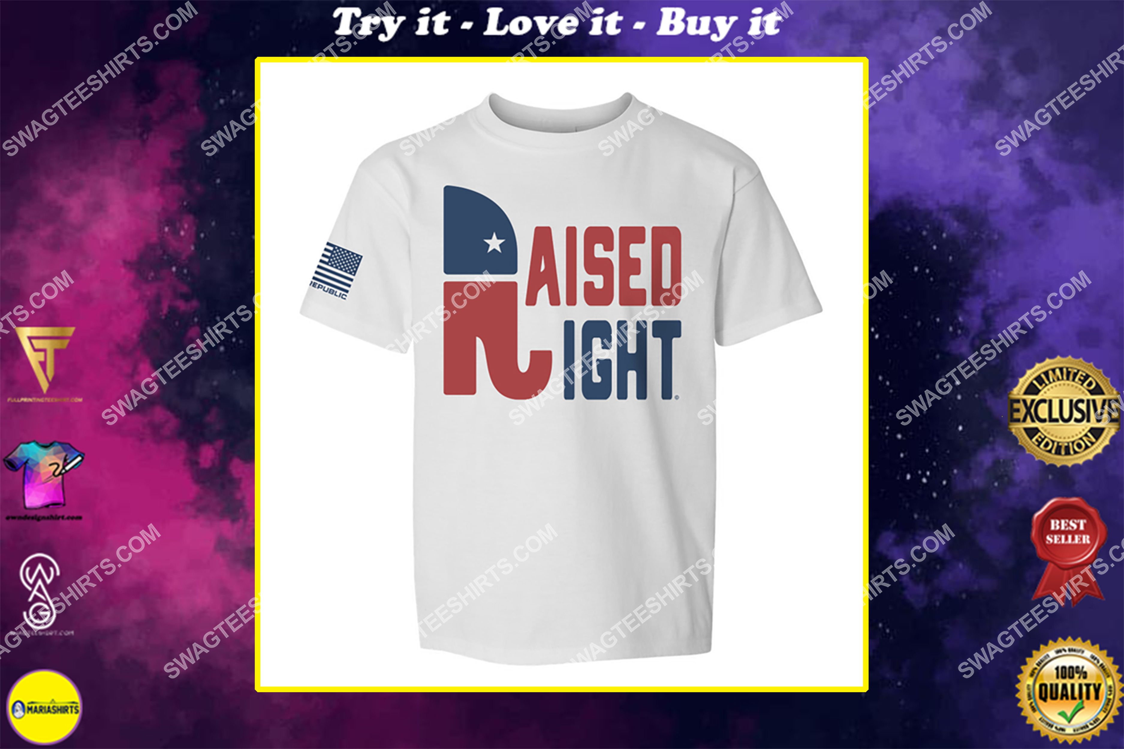 [special edition] raised right republican elephant political full print shirt – maria