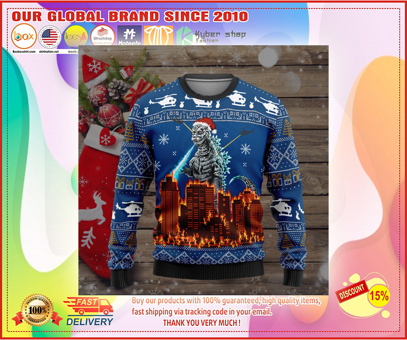 Godzilla Skull Santa Clause christmas sweater 4