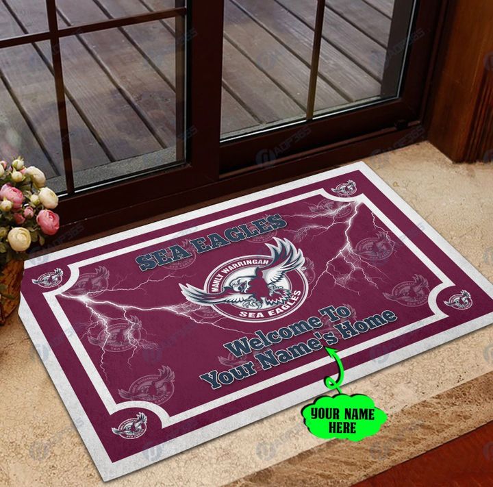 Manly Warringah Sea Eagles welcome to home custom name doormat -BBS